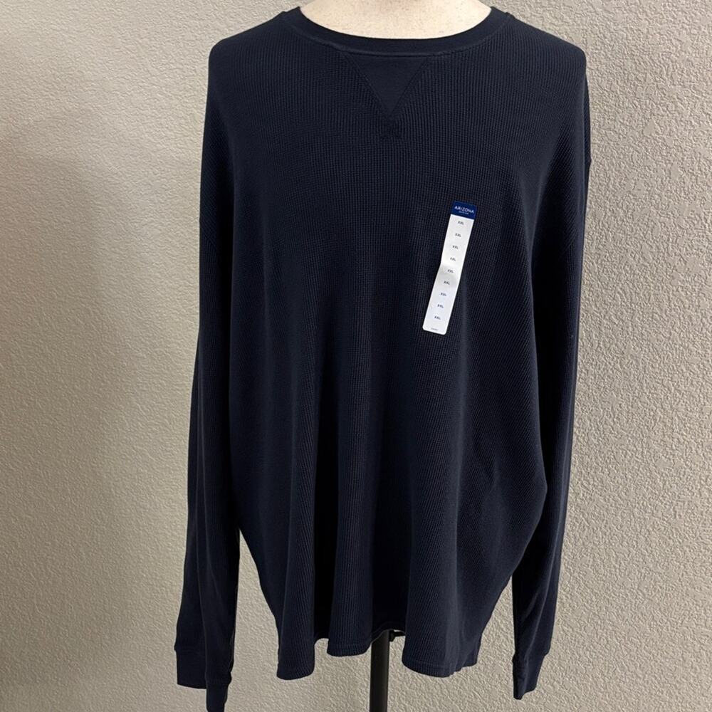 Arizona Jeans Co Navy Long Sleeve Thermal Base Layer Crew Neck Shirt XXL NEW NWT